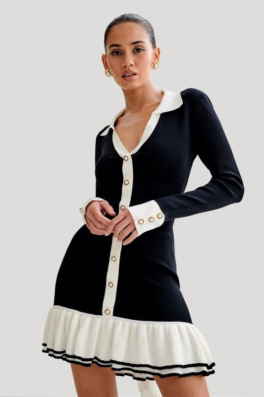 WOMEN FASHION SWEATER MINI DRESS