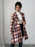 Plaid Button Up Long Sleeve Coat