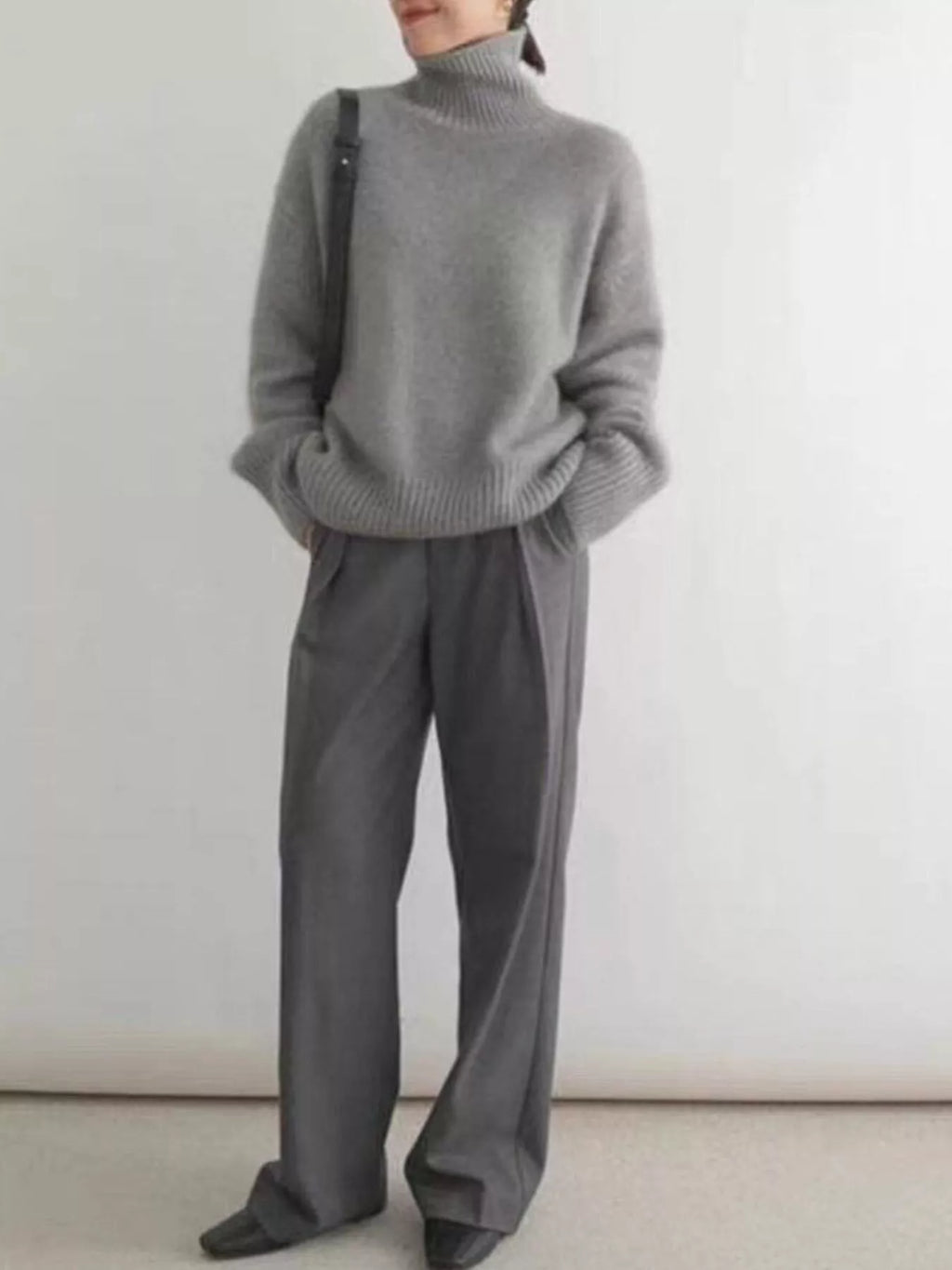 Turtleneck Dropped Shoulder Sweater