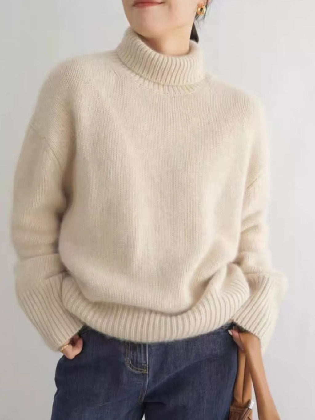 Turtleneck Dropped Shoulder Sweater