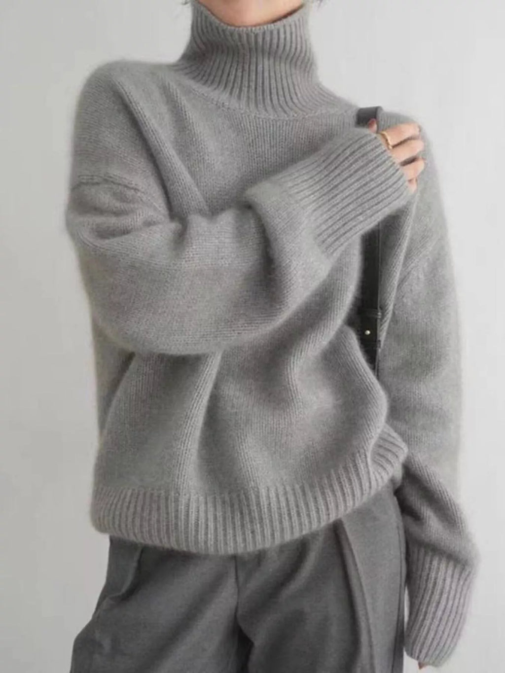 Turtleneck Dropped Shoulder Sweater