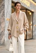 Women's Corduroy Long-Sleeve Top with Metal Buttons