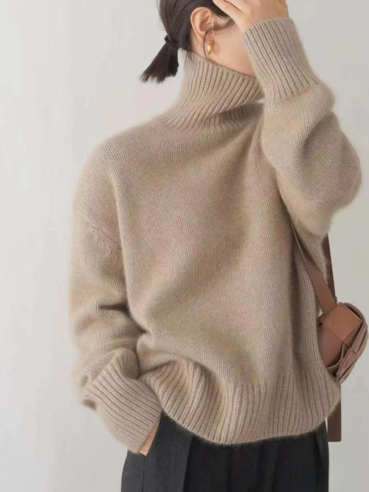 Turtleneck Dropped Shoulder Sweater