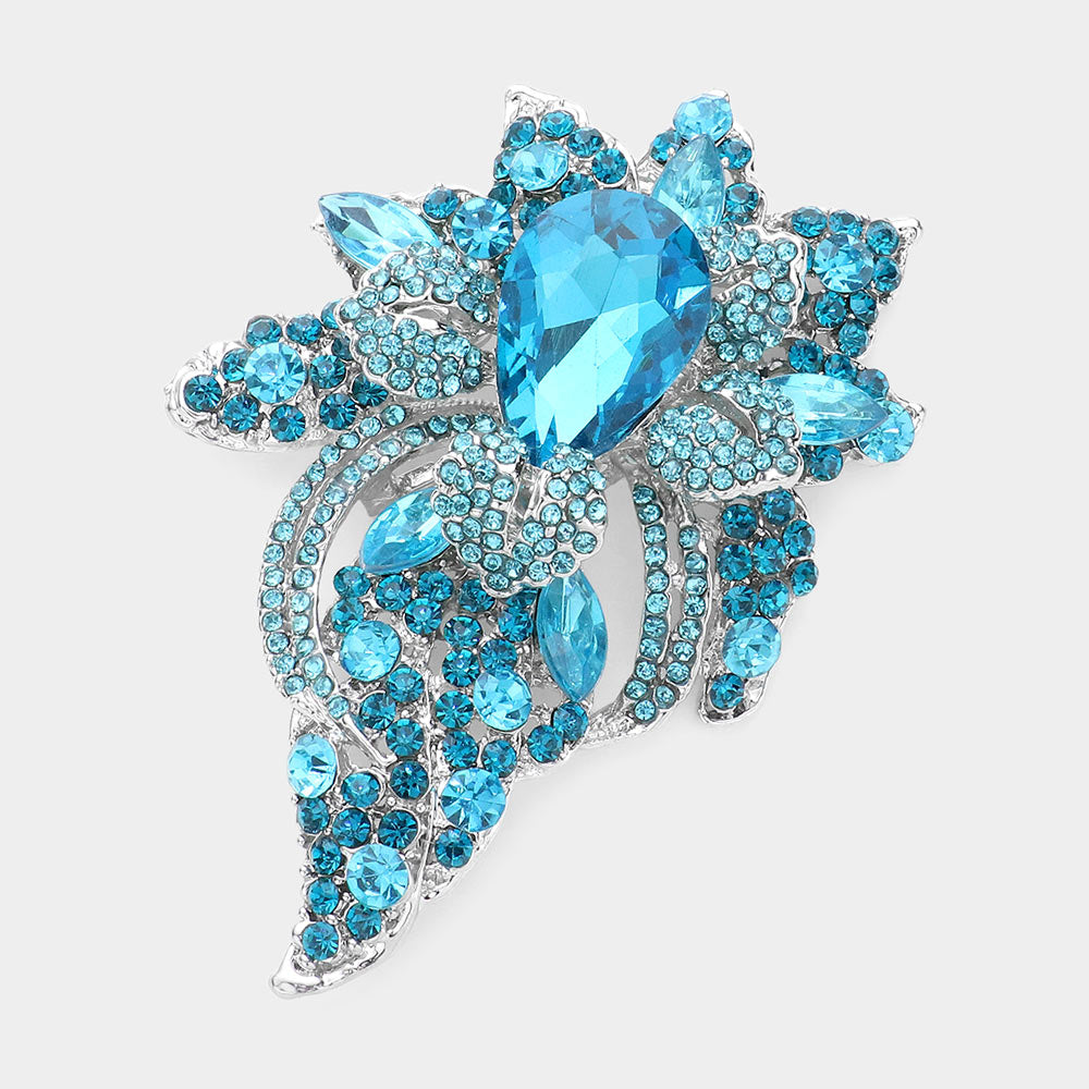 Floral Crystal Pave Bouquet Brooch Pendant