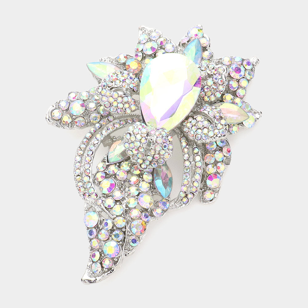 Floral Crystal Pave Bouquet Brooch Pendant