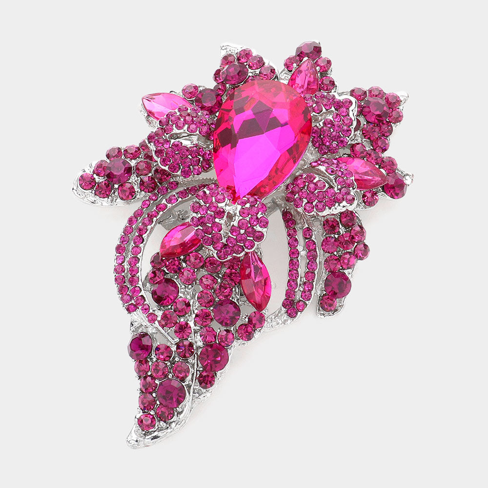 Floral Crystal Pave Bouquet Brooch Pendant