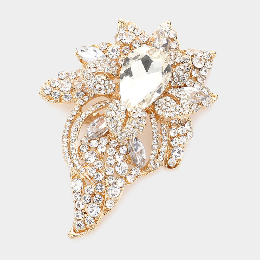 Floral Crystal Pave Bouquet Brooch Pendant