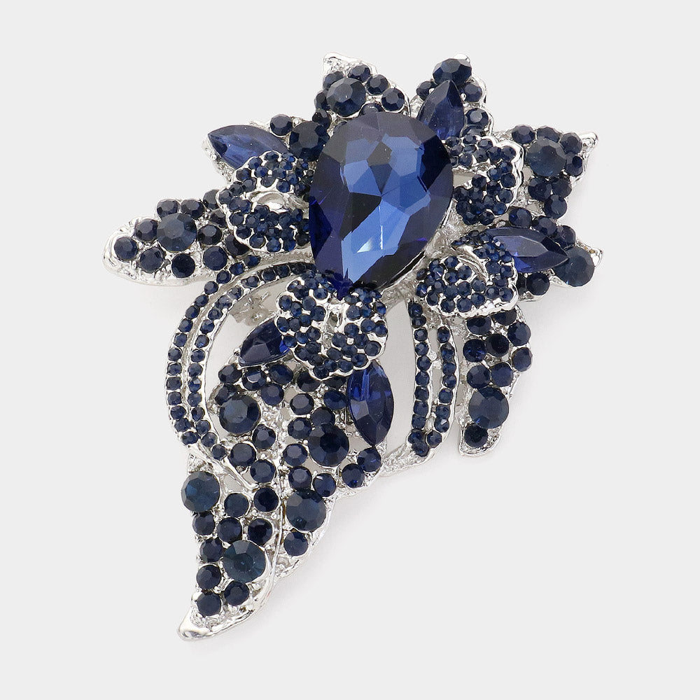 Floral Crystal Pave Bouquet Brooch Pendant
