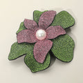 Pearl Accent Bling Studded Flower Pin Brooch Alligator Snap Hair Clip