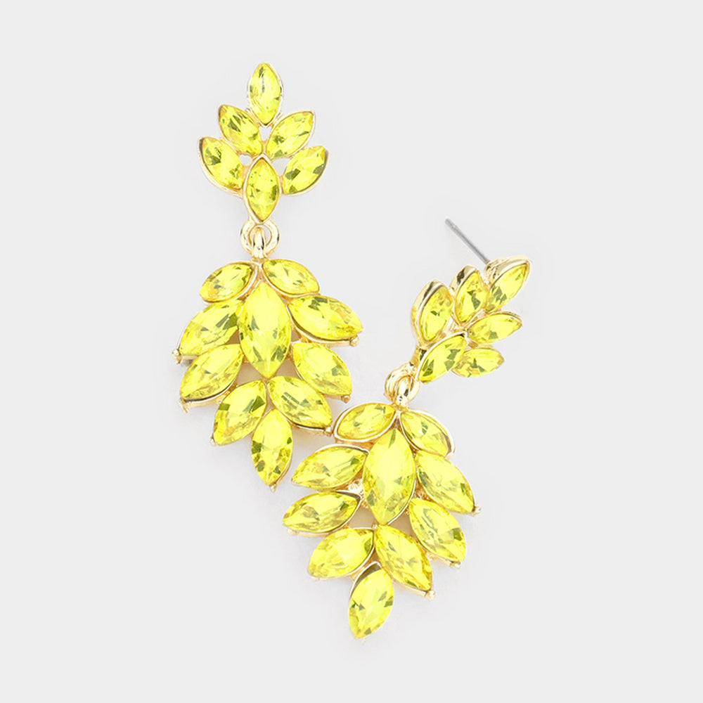 Crystal Marquise Cluster Drop Evening Earrings
