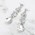 Teardrop Stone Cluster Drop Evening Earrings