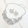 Floral Crystal Embellished Evening Necklace