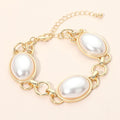 Oval Pearl Cabochon Link Bracelet