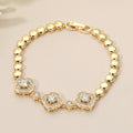 Triple CZ Quatrefoil Charm Link Beaded Bracelet