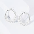 Rhodium Plated Hypoallergenic Pearl Cluster Beaded Hoop Earrings
