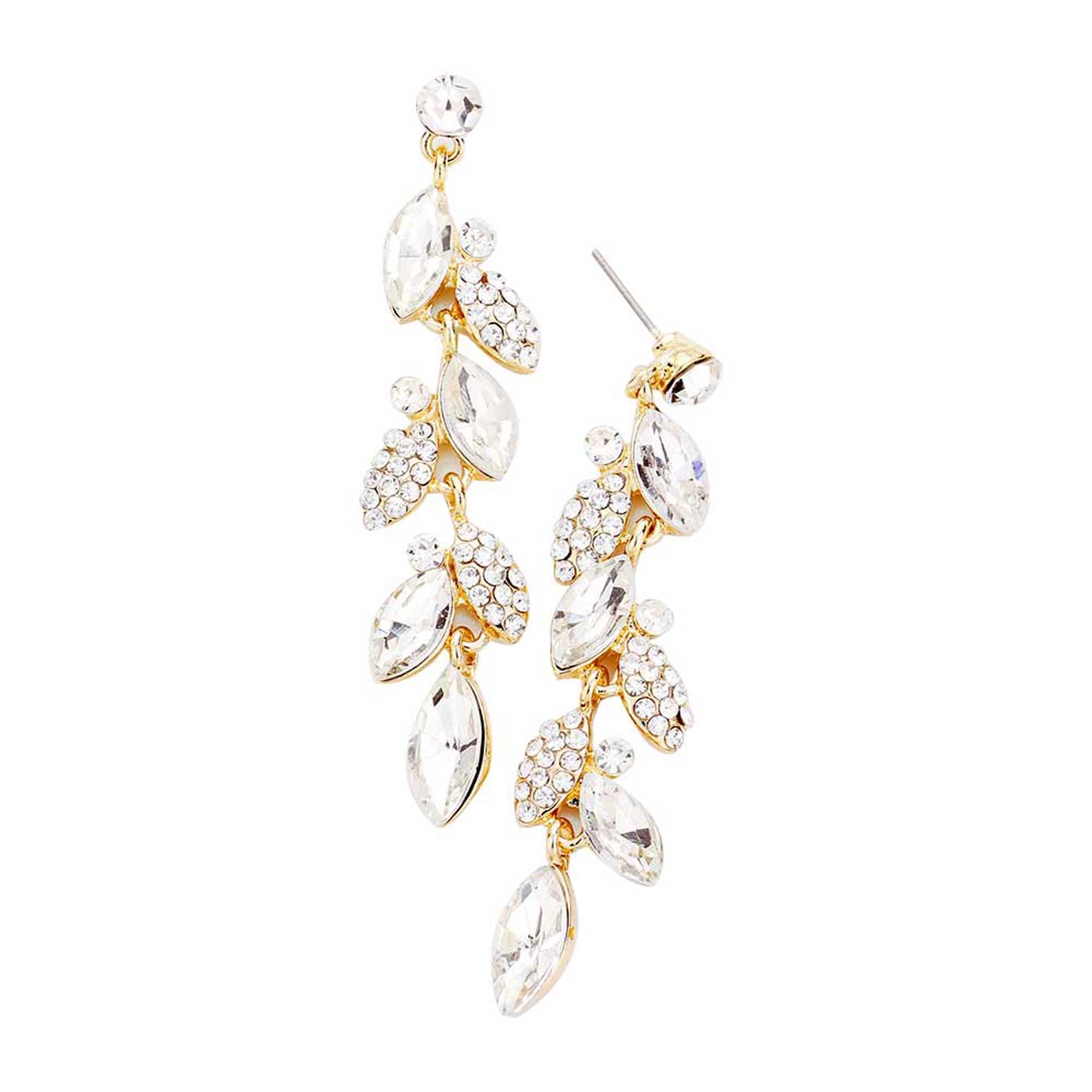 Crystal Marquise Cluster Drop Evening Earrings