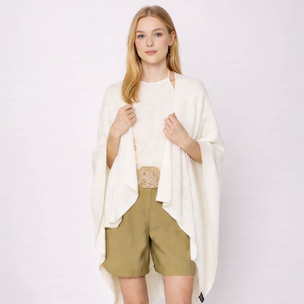 Shoulder Strap Solid Ruana Poncho