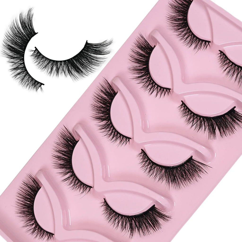 5 Pairs Cat Eye Lashes Wispy Fake Lashes | Fluffy Winged False Eyelashes