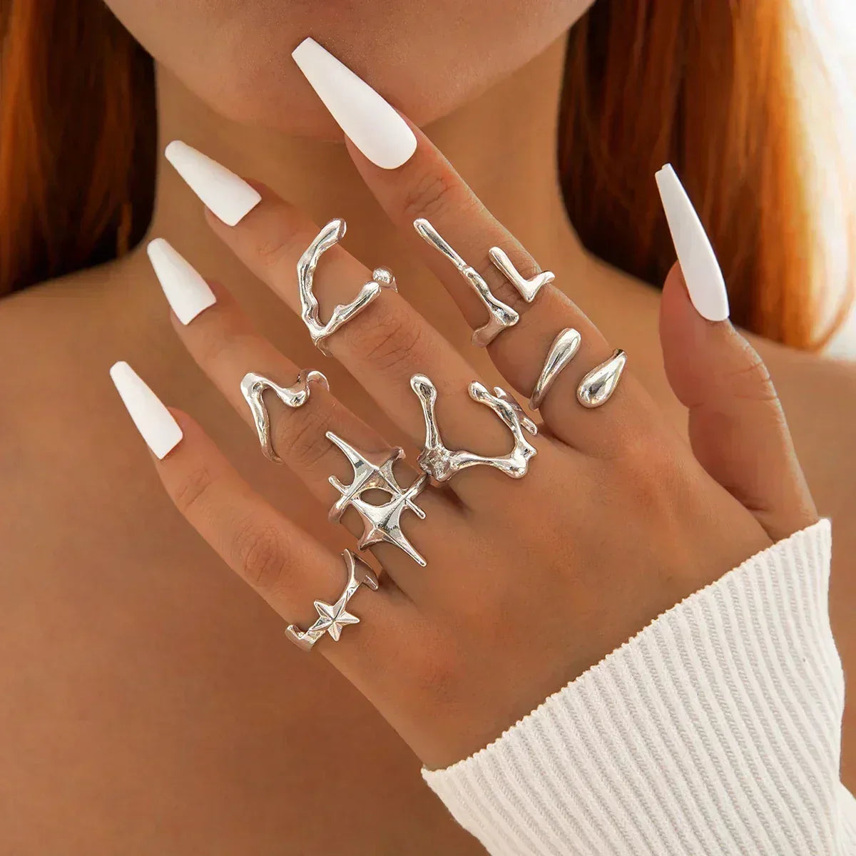 Docona Fashion Elegant Stacking Gold Colour Rings Geometric Design Ring Set Accessories Daily Festival Party Gifts 27910