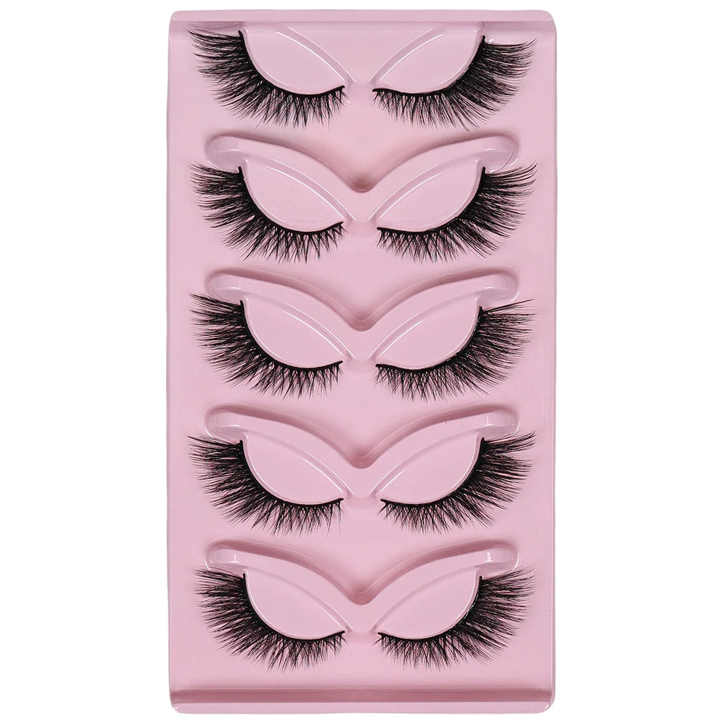 5 Pairs Cat Eye Lashes Wispy Fake Lashes | Fluffy Winged False Eyelashes