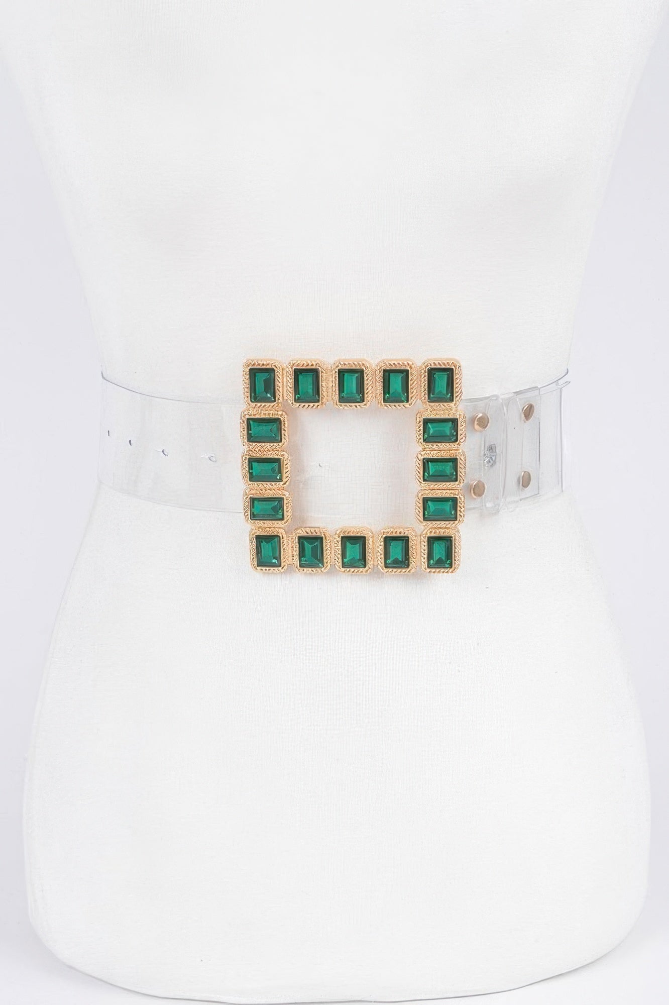 Women's Stone Buckle Faux Leather Belt
