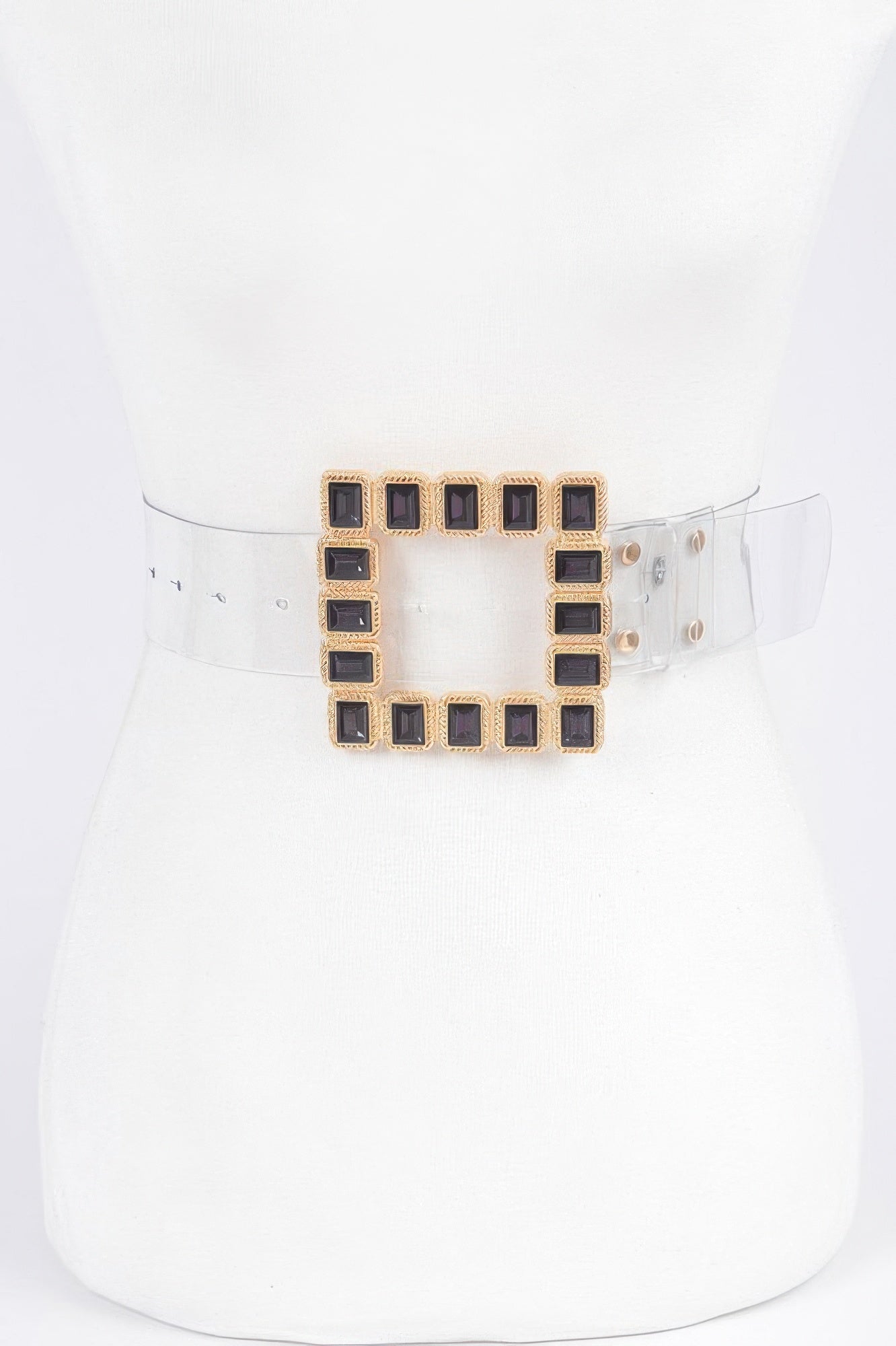 Women's Stone Buckle Faux Leather Belt