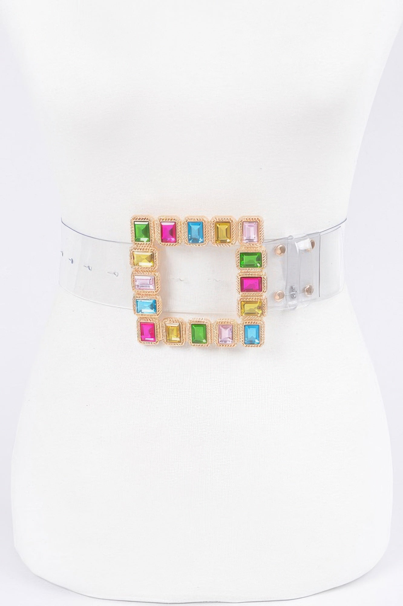 Women's Stone Buckle Faux Leather Belt