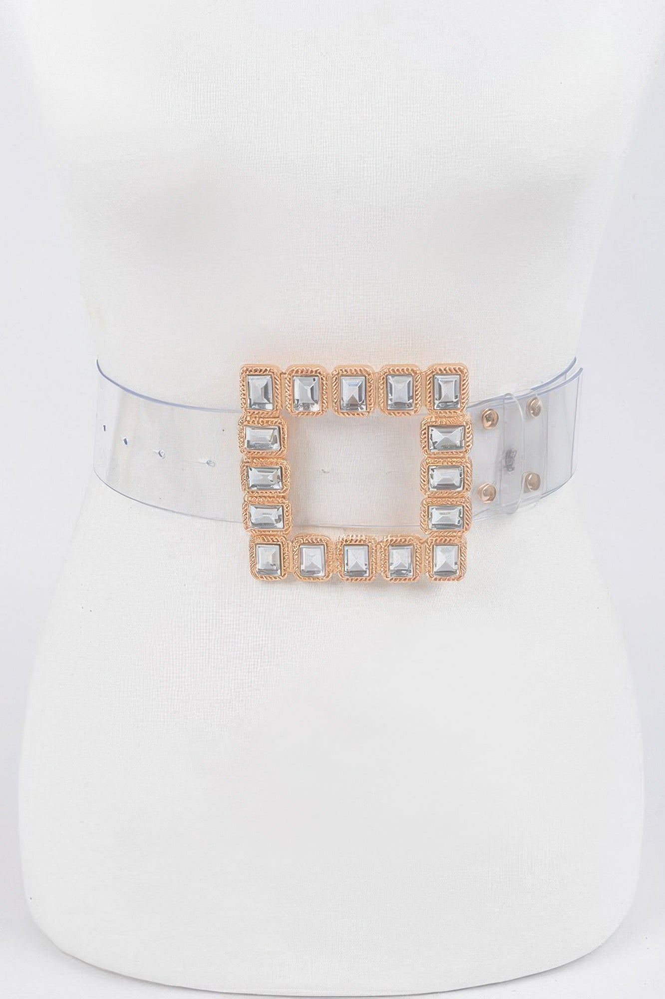 Women's Stone Buckle Faux Leather Belt