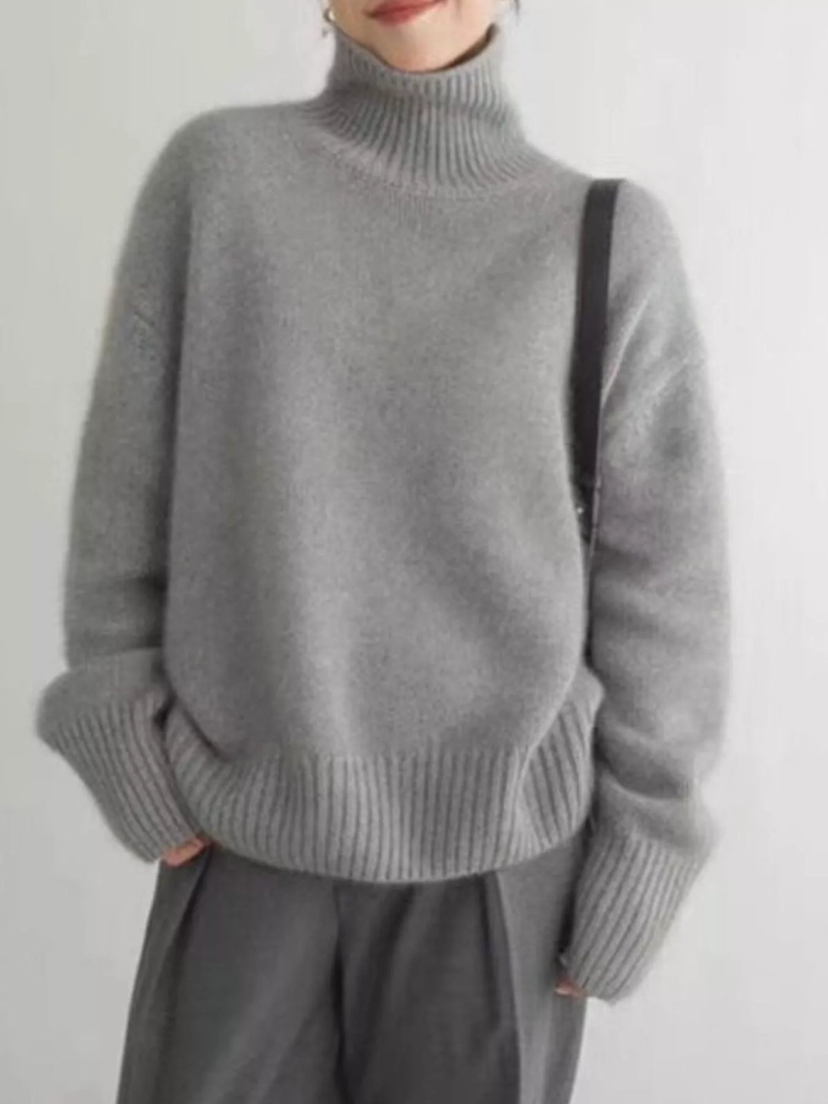 Turtleneck Dropped Shoulder Sweater