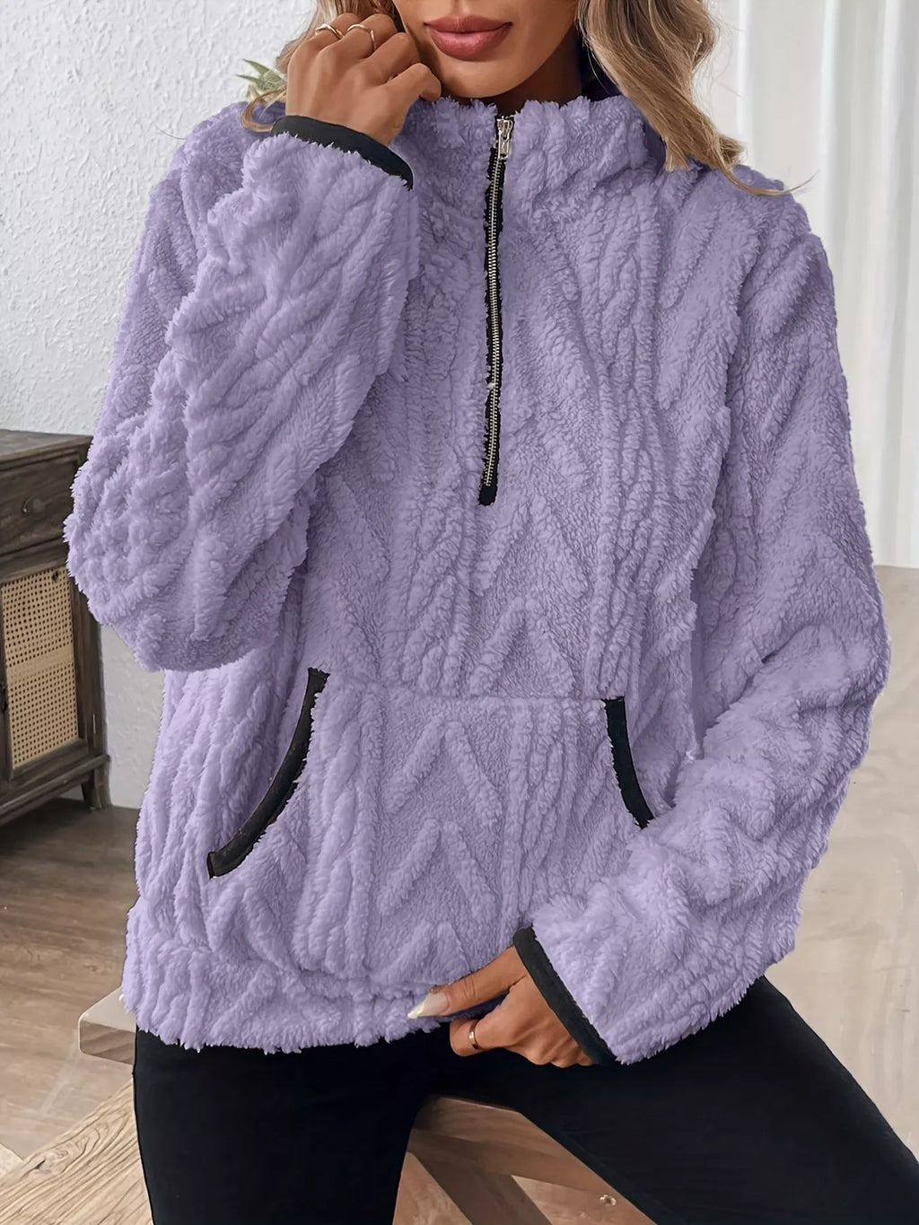 Full Size Fleece Half Zip Sweatshirt Plus Size