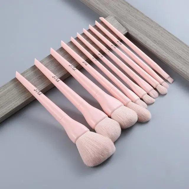 Durable 10pcs Natural Hair Colorful Makeup Brushes Professional Foundation Powder Blush Eyeshadow Eyebrow Blending Brush Set