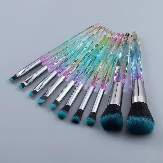 Luxury Cosmic Color New Luxury Crystal Makeup Brushes Powder Foundation Eyeshadow Eyebrow Cosmetics for Face Fan Make Up Brush Set