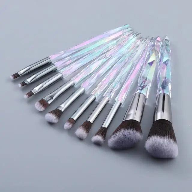 Luxury Cosmic Color New Luxury Crystal Makeup Brushes Powder Foundation Eyeshadow Eyebrow Cosmetics for Face Fan Make Up Brush Set