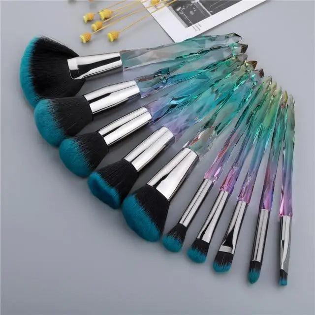 Luxury Cosmic Color New Luxury Crystal Makeup Brushes Powder Foundation Eyeshadow Eyebrow Cosmetics for Face Fan Make Up Brush Set