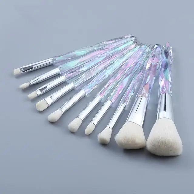 Luxury Cosmic Color New Luxury Crystal Makeup Brushes Powder Foundation Eyeshadow Eyebrow Cosmetics for Face Fan Make Up Brush Set