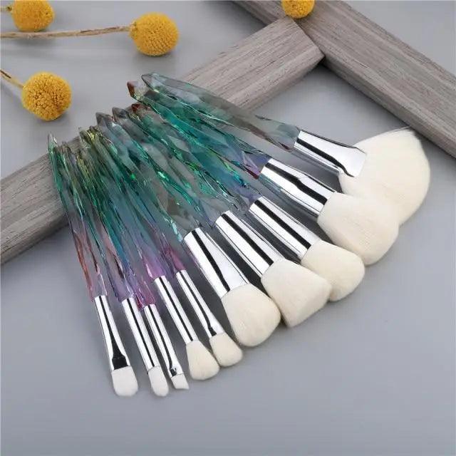 Luxury Cosmic Color New Luxury Crystal Makeup Brushes Powder Foundation Eyeshadow Eyebrow Cosmetics for Face Fan Make Up Brush Set