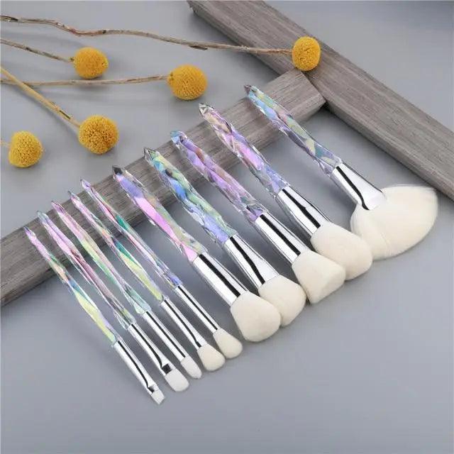 Luxury Cosmic Color New Luxury Crystal Makeup Brushes Powder Foundation Eyeshadow Eyebrow Cosmetics for Face Fan Make Up Brush Set