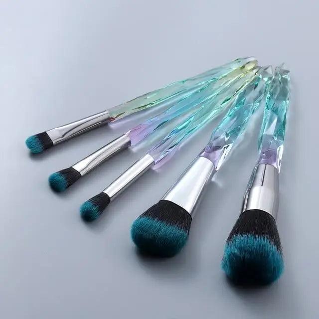 Luxury Cosmic Color New Luxury Crystal Makeup Brushes Powder Foundation Eyeshadow Eyebrow Cosmetics for Face Fan Make Up Brush Set