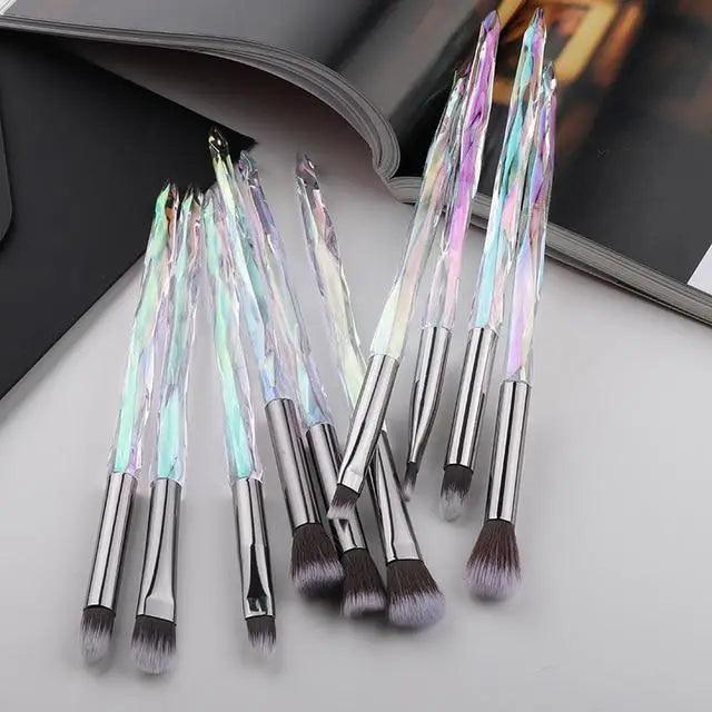 Luxury Cosmic Color New Luxury Crystal Makeup Brushes Powder Foundation Eyeshadow Eyebrow Cosmetics for Face Fan Make Up Brush Set