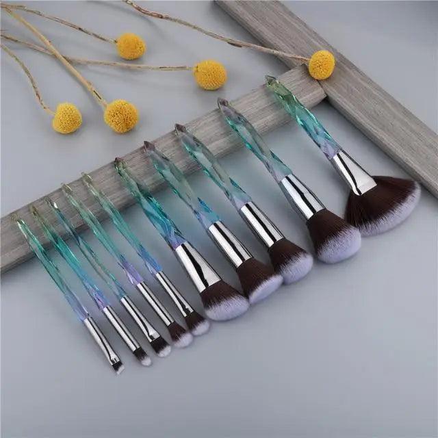 Luxury Cosmic Color New Luxury Crystal Makeup Brushes Powder Foundation Eyeshadow Eyebrow Cosmetics for Face Fan Make Up Brush Set
