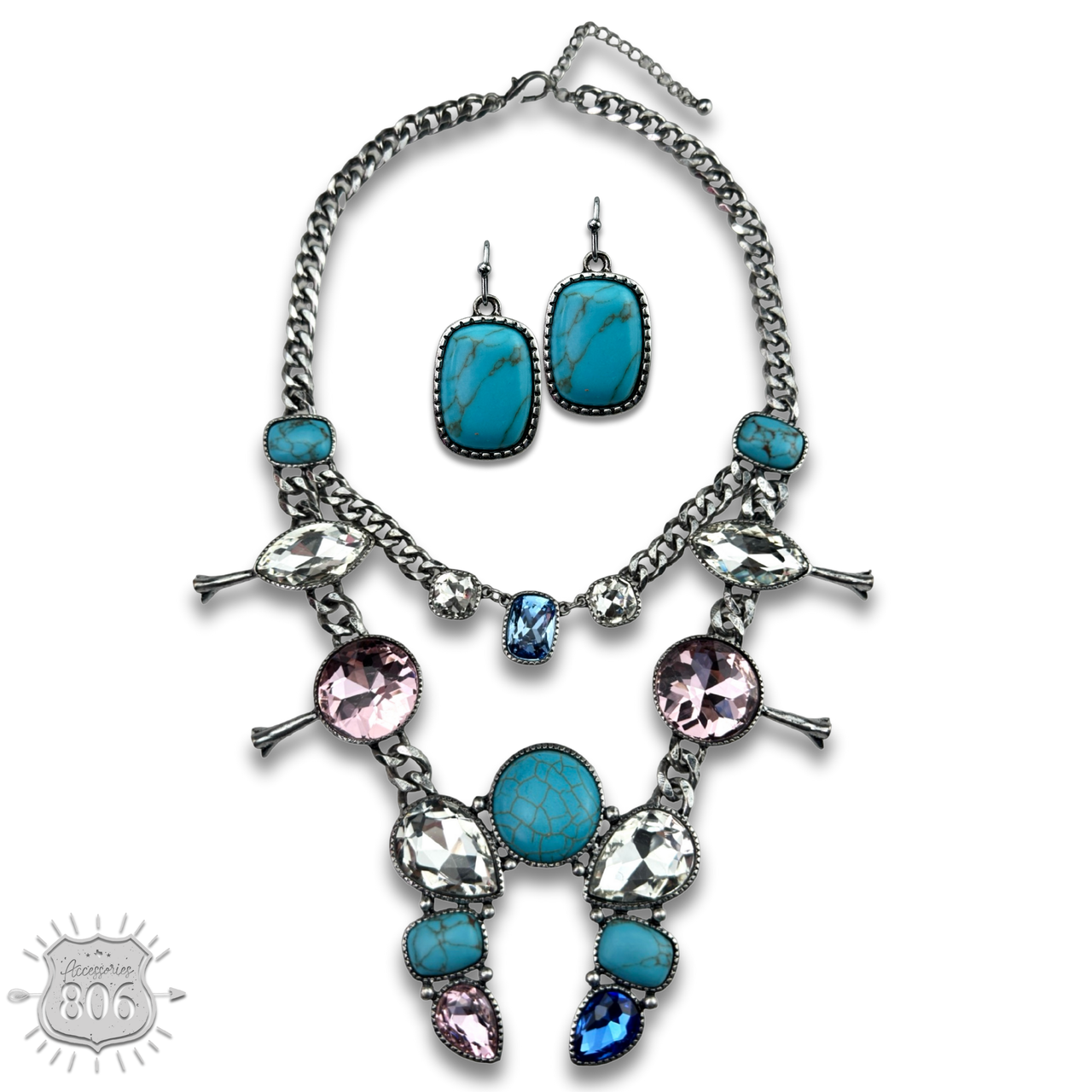 Rhinestone squash blossom necklace set - LC